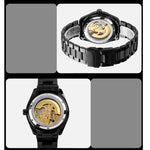 SKMEI 9194 Relógio Mecânico Automático Esqueleto Masculino com Correia de Aço, Preto, Prateado, Dourado Mostrador Preto, Dourado Rosé, Dourado Mostrador Dourado