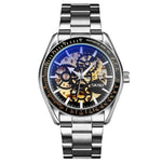 SKMEI 9194 Relógio Mecânico Automático Esqueleto Masculino com Correia de Aço, Preto, Prateado, Dourado Mostrador Preto, Dourado Rosé, Dourado Mostrador Dourado