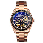 SKMEI 9194 Relógio Mecânico Automático Esqueleto Masculino com Correia de Aço, Preto, Prateado, Dourado Mostrador Preto, Dourado Rosé, Dourado Mostrador Dourado