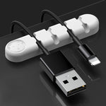5 Unidades de Organizador e Fixador de Cabos de Dados para Secretária em Silicone com 4 Furos, 4 Furos
