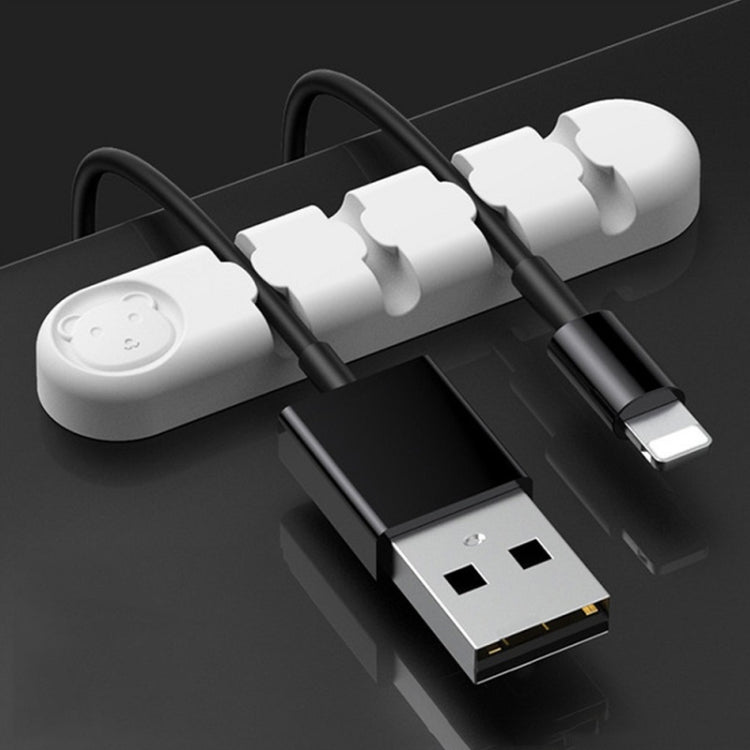 5 Unidades de Organizador e Fixador de Cabos de Dados para Secretária em Silicone com 4 Furos, 4 Furos