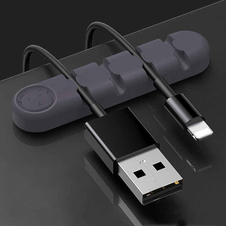 5 Unidades de Organizador e Fixador de Cabos de Dados para Secretária em Silicone com 4 Furos, 4 Furos