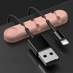 5 Unidades de Organizador e Fixador de Cabos de Dados para Secretária em Silicone com 4 Furos, 4 Furos