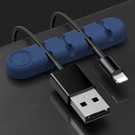 5 Unidades de Organizador e Fixador de Cabos de Dados para Secretária em Silicone com 4 Furos, 4 Furos