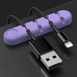 5 Unidades de Organizador e Fixador de Cabos de Dados para Secretária em Silicone com 4 Furos, 4 Furos