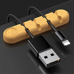 5 Unidades de Organizador e Fixador de Cabos de Dados para Secretária em Silicone com 4 Furos, 4 Furos