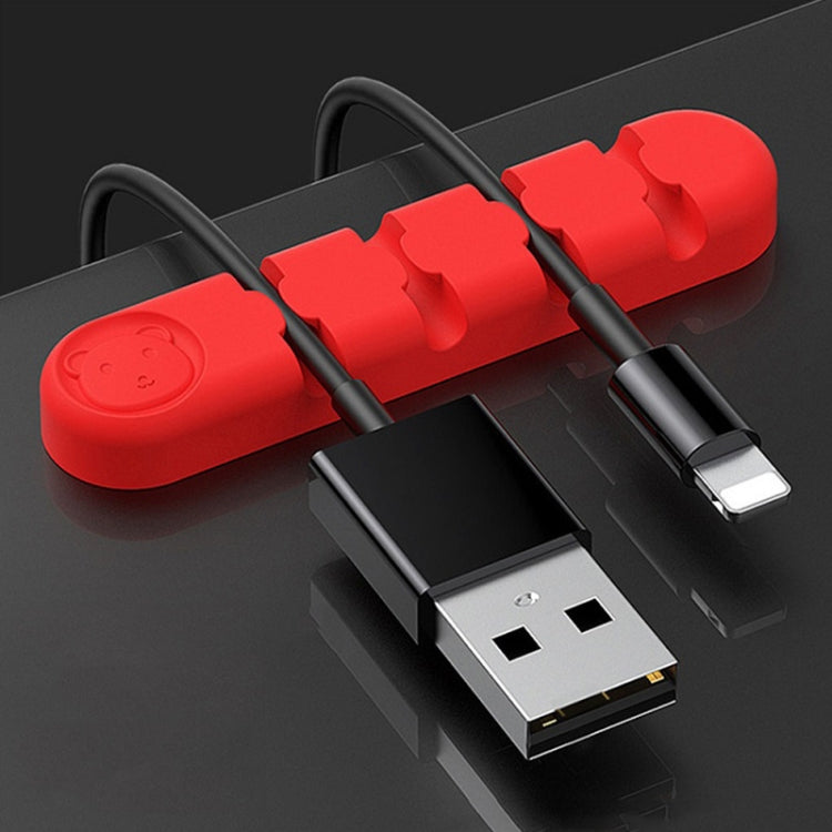 5 Unidades de Organizador e Fixador de Cabos de Dados para Secretária em Silicone com 4 Furos, 4 Furos