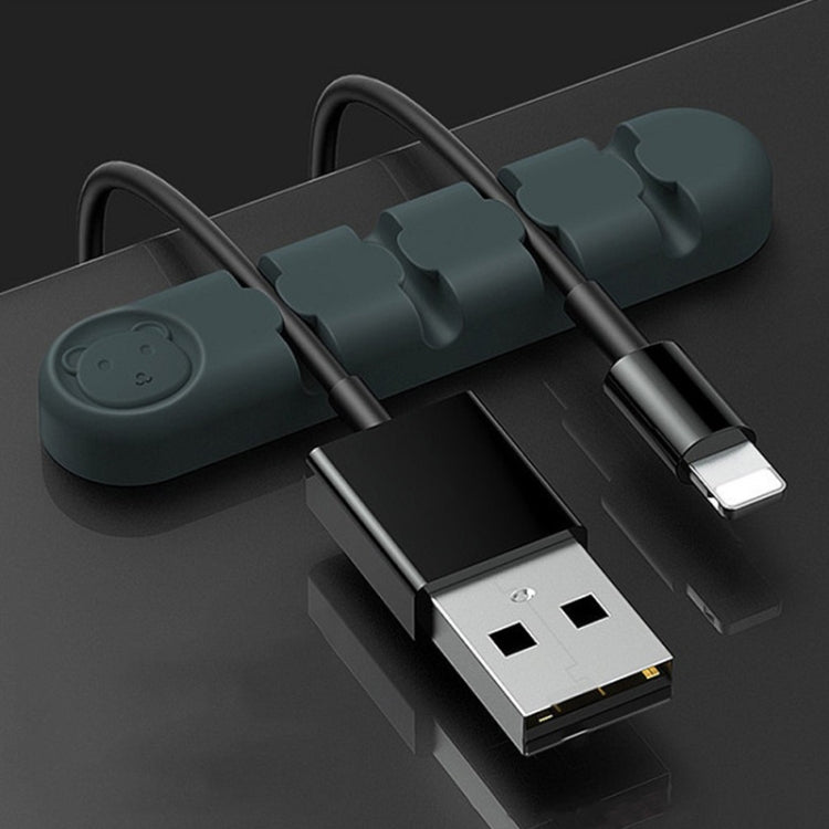 5 Unidades de Organizador e Fixador de Cabos de Dados para Secretária em Silicone com 4 Furos, 4 Furos