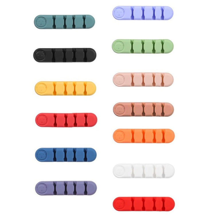5 Unidades de Organizador e Fixador de Cabos de Dados para Secretária em Silicone com 4 Furos, 4 Furos