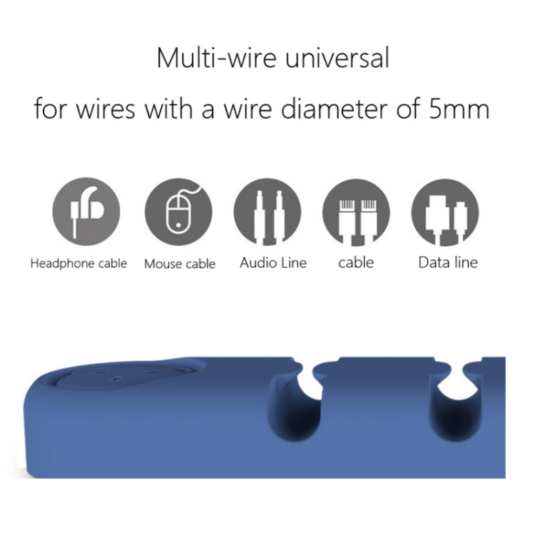 5 Unidades de Organizador e Fixador de Cabos de Dados para Secretária em Silicone com 4 Furos, 4 Furos