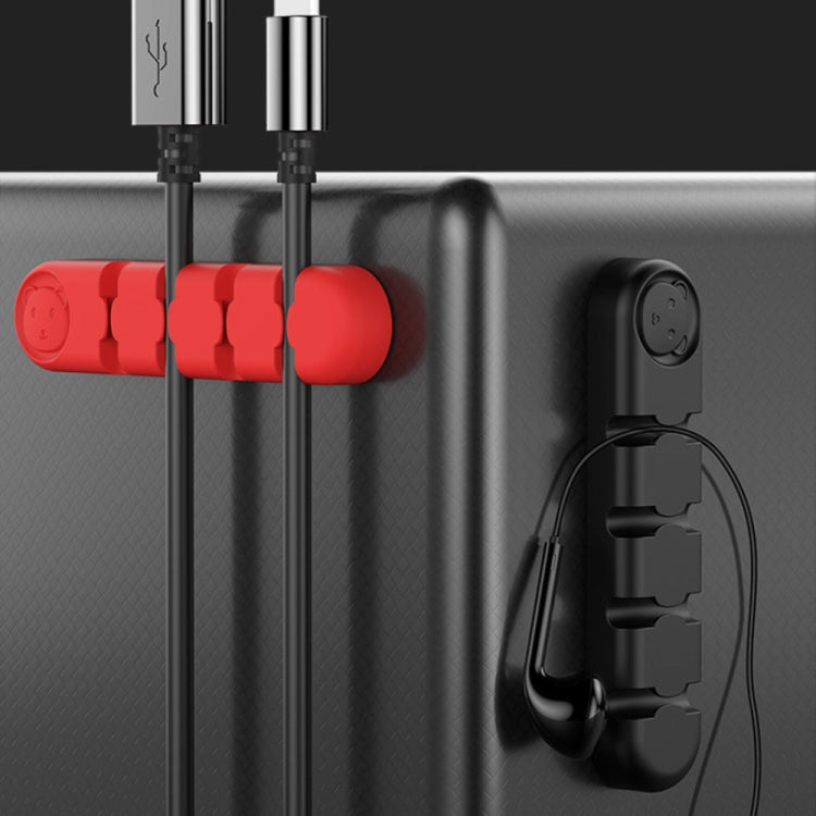 5 Unidades de Organizador e Fixador de Cabos de Dados para Secretária em Silicone com 4 Furos, 4 Furos