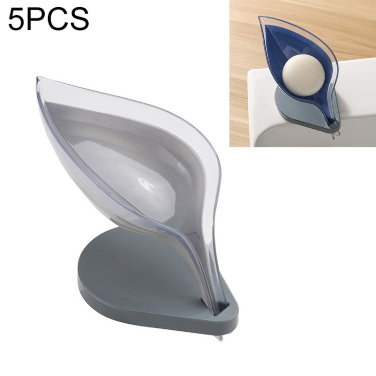 5 PCS Caixa de Armazenamento de Sabão Transparente com Ventosa Criativa para Casa de Banho, Sem Perfuração, Dreno em Forma de Folha