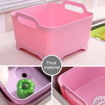 2 Peças Cesto Multifuncional de Plástico para Lava-Louça Móvel, Cesto de Lavagem de Legumes, Cesto de Drenagem para Armazenamento de Frutas e Legumes, Rosa, Roxo, Verde, Azul, Branco, Cinzento Escuro, Verde Escuro