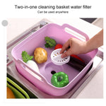 2 Peças Cesto Multifuncional de Plástico para Lava-Louça Móvel, Cesto de Lavagem de Legumes, Cesto de Drenagem para Armazenamento de Frutas e Legumes, Rosa, Roxo, Verde, Azul, Branco, Cinzento Escuro, Verde Escuro