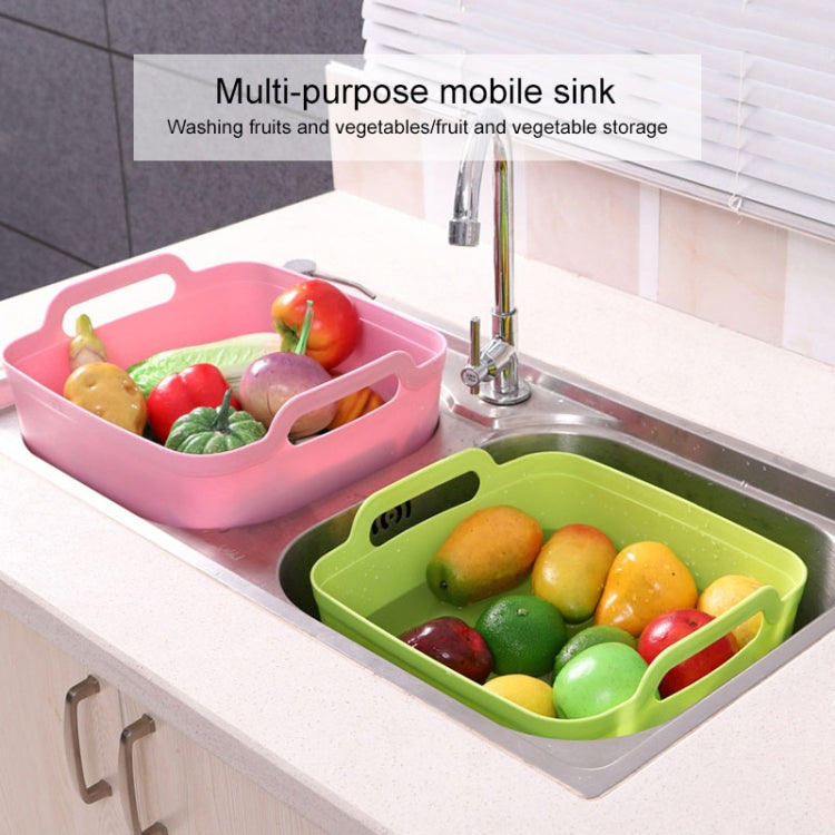 2 Peças Cesto Multifuncional de Plástico para Lava-Louça Móvel, Cesto de Lavagem de Legumes, Cesto de Drenagem para Armazenamento de Frutas e Legumes, Rosa, Roxo, Verde, Azul, Branco, Cinzento Escuro, Verde Escuro