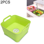 2 Peças Cesto Multifuncional de Plástico para Lava-Louça Móvel, Cesto de Lavagem de Legumes, Cesto de Drenagem para Armazenamento de Frutas e Legumes, Rosa, Roxo, Verde, Azul, Branco, Cinzento Escuro, Verde Escuro
