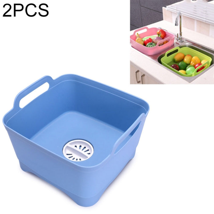 2 Peças Cesto Multifuncional de Plástico para Lava-Louça Móvel, Cesto de Lavagem de Legumes, Cesto de Drenagem para Armazenamento de Frutas e Legumes, Rosa, Roxo, Verde, Azul, Branco, Cinzento Escuro, Verde Escuro