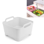 2 Peças Cesto Multifuncional de Plástico para Lava-Louça Móvel, Cesto de Lavagem de Legumes, Cesto de Drenagem para Armazenamento de Frutas e Legumes, Rosa, Roxo, Verde, Azul, Branco, Cinzento Escuro, Verde Escuro