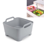 2 Peças Cesto Multifuncional de Plástico para Lava-Louça Móvel, Cesto de Lavagem de Legumes, Cesto de Drenagem para Armazenamento de Frutas e Legumes, Rosa, Roxo, Verde, Azul, Branco, Cinzento Escuro, Verde Escuro