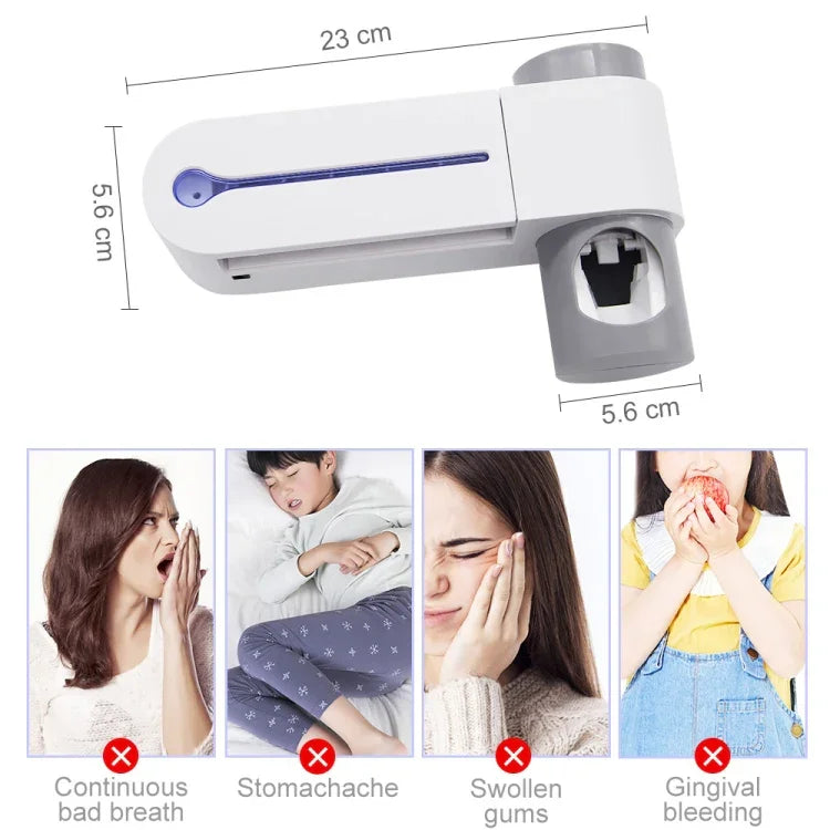Suporte de Escova de Dentes Elétrico de Desinfeção Ultravioleta Montado na Parede Sem Perfuração para Casa de Banho, Plugue EUA, Plugue Reino Unido, Plugue UE, Carregamento por USB