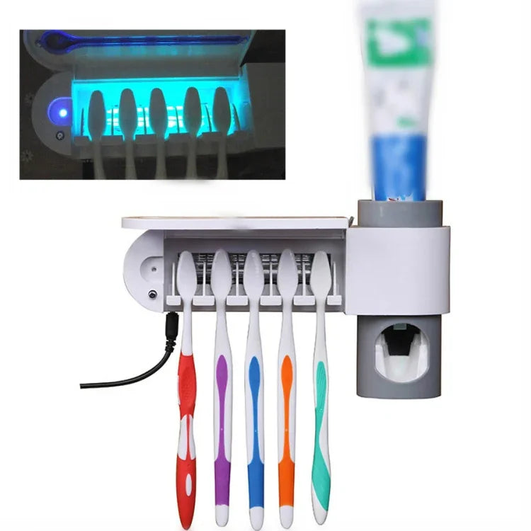 Suporte de Escova de Dentes Elétrico de Desinfeção Ultravioleta Montado na Parede Sem Perfuração para Casa de Banho, Plugue EUA, Plugue Reino Unido, Plugue UE, Carregamento por USB