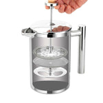 Cafeteira Francesa de Pressão em Aço Inoxidável 304, Feita à Mão, Bule de Chá, 350ml, 800ml, 1000ml