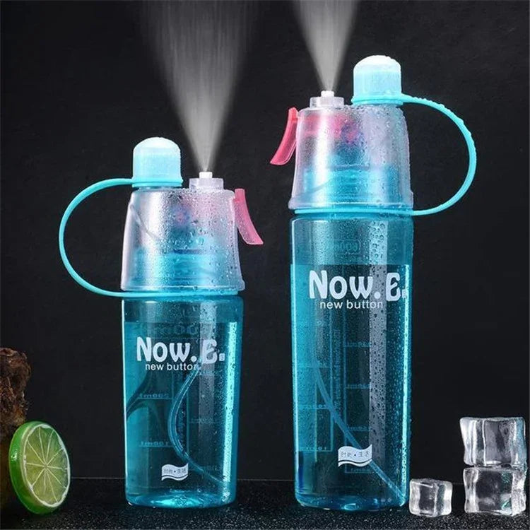 Garrafa de Água com Pulverizador Criativa Garrafa Desportiva Portátil com Tampa Hidratação de Verão Copo de Plástico de Beleza, 600 ML, 400 ML
