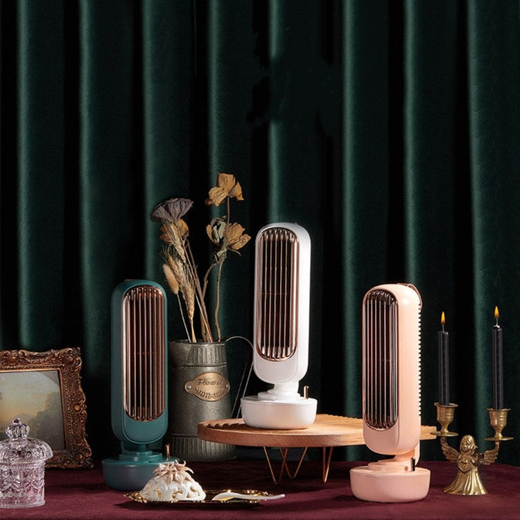 Ventoinha Torre Retro com Humidificação USB, Ventoinha Sem Hélices, Refrigeração por Água com Pulverização, Ventoinha de Secretária