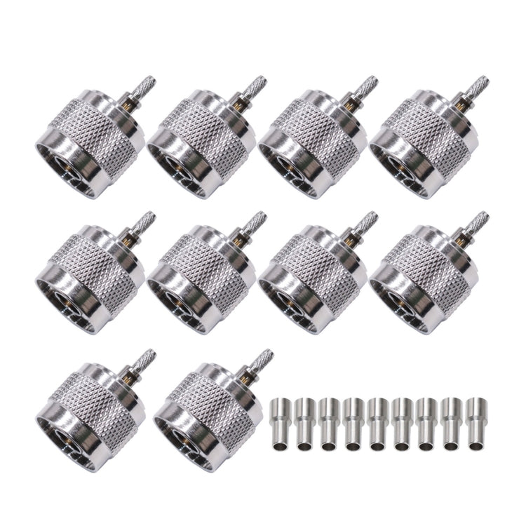 Conector de plugue tipo N conector coaxial RF de baixa perda, 10pcs NJ-1.5 para RG316/RG174/LMR, 10pcs NJ-3 para RG58/RG402/LMR195, 10pcs NJ-4 para LMR240, 10pcs NJ-5 para LMR300/5D-FB, 10pcs NJ-7 para LMR400