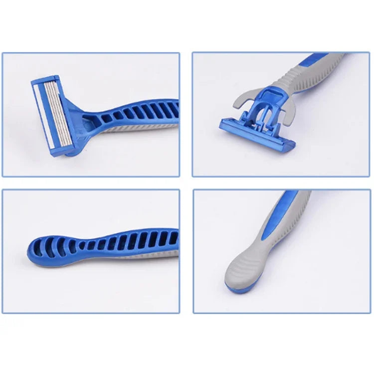 1 Conjunto de Aparelho de Barbear Manual Descartável para Homens com Cinco Lâminas em Aço Inoxidável e Cabeça Rotativa por Indução