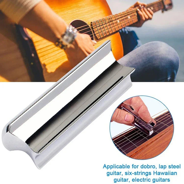 Bloco de Slide para Guitarra Folk em Liga de Zinco Metálica Sólida, Metal 70mm(Prateado), Metal 70mm(Dourado)