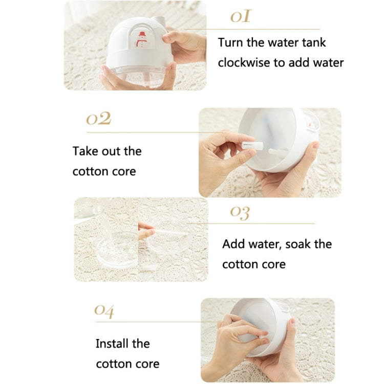 Humidificador Boneco de Neve com Luz Noturna USB, Silencioso, Mini Atomizador de Ar para Secretária, Humidificador de Ar, ZAY-H006 Plug-in, ZAY-H006 Carregável