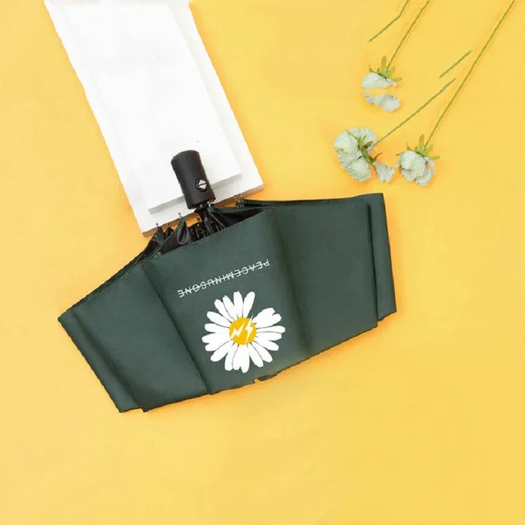 Guarda-chuva GD Daisy em vinil para sol e chuva, anti-UV, proteção solar, guarda-chuva dobrável triplo