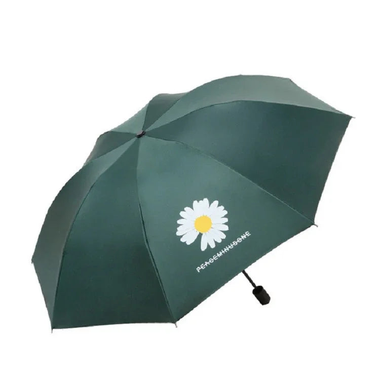 Guarda-chuva GD Daisy em vinil para sol e chuva, anti-UV, proteção solar, guarda-chuva dobrável triplo