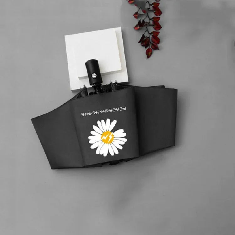 Guarda-chuva GD Daisy em vinil para sol e chuva, anti-UV, proteção solar, guarda-chuva dobrável triplo