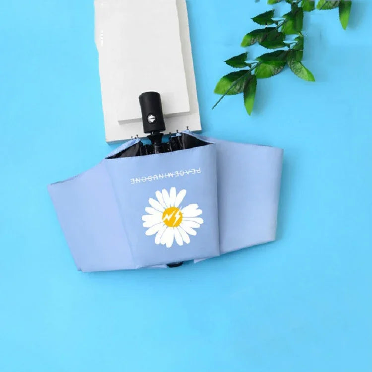 Guarda-chuva GD Daisy em vinil para sol e chuva, anti-UV, proteção solar, guarda-chuva dobrável triplo