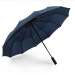 Guarda-chuva extra grande reforçado com 12 varetas, automático, dobrável duplo para chuva e sol, uso duplo, personalidade e criatividade