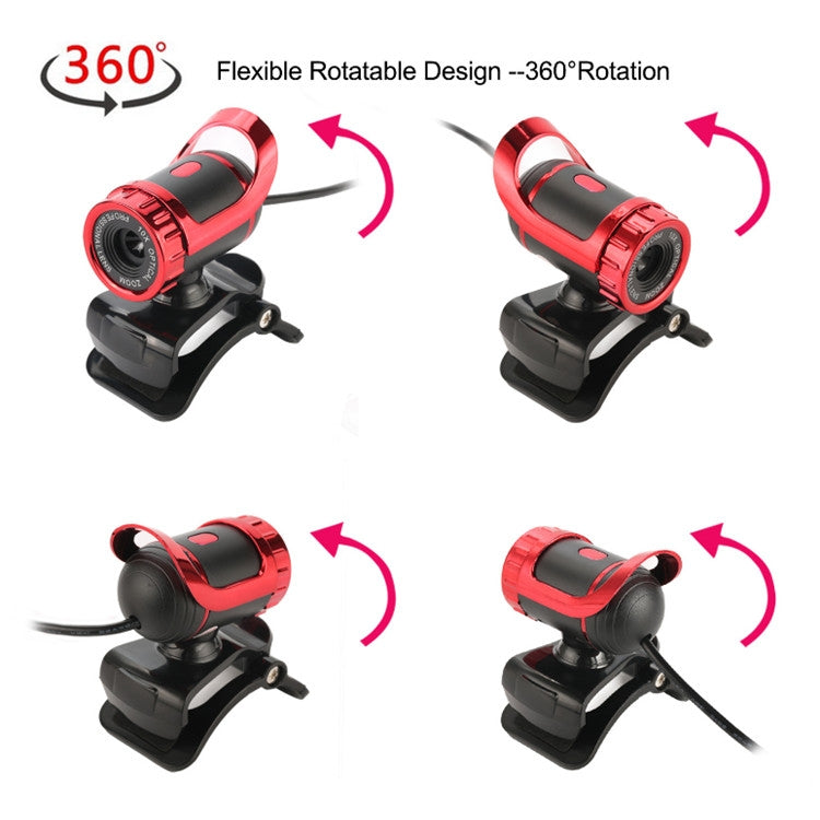 HXSJ A859 Câmara de Curso de Rede para Computador 480P, Câmara de Vídeo USB com Microfone Absorvente de Som Integrado, Vermelho, Preto, Sem Função de Câmara Preto, Sem Função de Câmara Vermelho