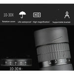 Telescópio de Tubo Único com Zoom Contínuo, Visão Noturna HD de Baixa Luminosidade e Alta Ampliação, 10-30X50