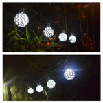 2 Peças de Lâmpada Pendente Bola Oca Solar Luz Decorativa para Jardim, 2 Peças Bola Oca Branca, 2 Peças Bola Oca Colorida