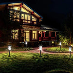 2 Peças de Luz de Relva Listrada Solar LED Exterior Impermeável para Jardim e Parque