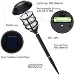 2 Peças de Luz de Relva Listrada Solar LED Exterior Impermeável para Jardim e Parque