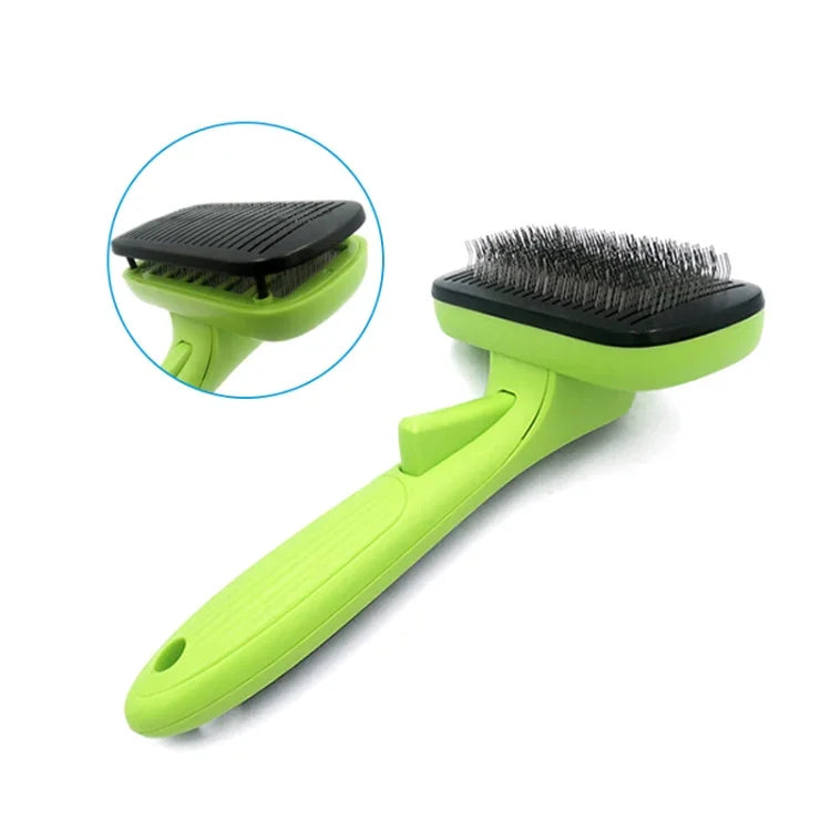 Pente Removedor de Pêlos para Animais Escova Automática para Remover Pêlos Pente de Grooming para Cães Suprimentos de Limpeza, Verde
