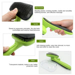 Pente Removedor de Pêlos para Animais Escova Automática para Remover Pêlos Pente de Grooming para Cães Suprimentos de Limpeza, Verde