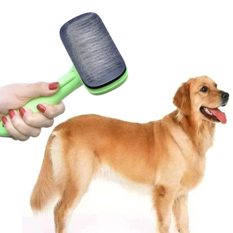 Pente Removedor de Pêlos para Animais Escova Automática para Remover Pêlos Pente de Grooming para Cães Suprimentos de Limpeza, Verde