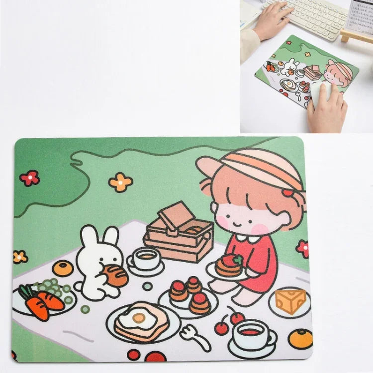 5 PCS Tapete de Rato Criativo Bonito com Desenho Animado de Coelha para Portátil Estudante, Sofá, Esconde-Esconde, Dormir, Comer