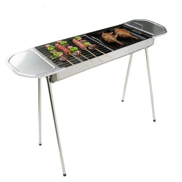 Grelhador BBQ HZ-003 Fogão Portátil em Aço Inoxidável para Exterior Suporte de Carvão para Barbecue Doméstico, M, L