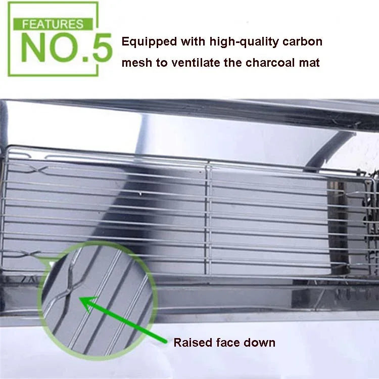 Grelhador BBQ HZ-003 Fogão Portátil em Aço Inoxidável para Exterior Suporte de Carvão para Barbecue Doméstico, M, L