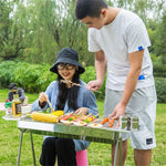 Grelhador BBQ HZ-003 Fogão Portátil em Aço Inoxidável para Exterior Suporte de Carvão para Barbecue Doméstico, M, L