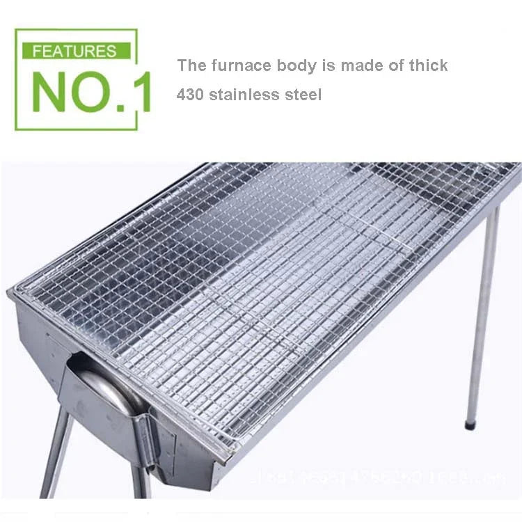 Grelhador BBQ HZ-003 Fogão Portátil em Aço Inoxidável para Exterior Suporte de Carvão para Barbecue Doméstico, M, L